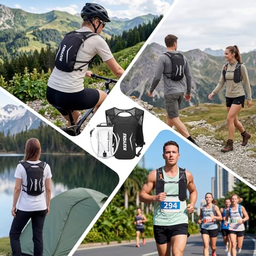 KUYOU Running Vest for Women & Men, Lightweight Hydration Backpack with 2L Water Bladder, Water Backpack for Trail Running, Hiking, Cycling & Marathon - color: Black