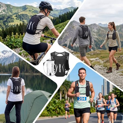 KUYOU Running Vest for Women & Men, Lightweight Hydration Backpack with 2L Water Bladder, Water Backpack for Trail Running, Hiking, Cycling & Marathon - color: Black