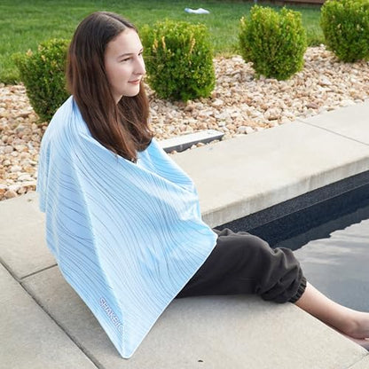 SHAKEitCOOL Large Cooling Shawl - Instant Heat Relief for Outdoor Events - color: Blue Wave