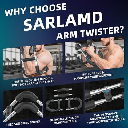 Power Twister Arm Trainer, 2026 New 40-100lb Adjustable Chest Workout Equipment, Portable Full Body Fitness Bar for Home Gym, Arm Trainer for Men, Detachable Spring Resistance Home Fitness Equipment