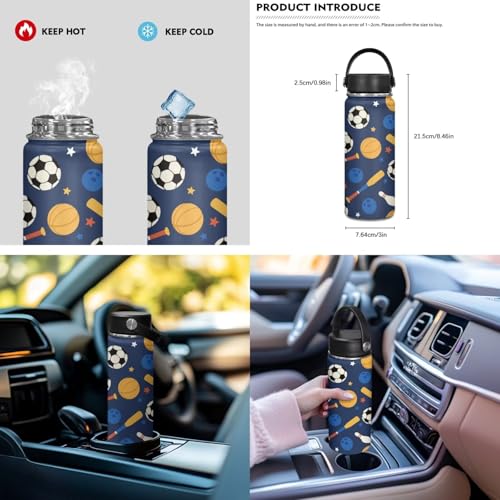 ZOUTAIRONG Bookbag for School Insulated Thermos for Hot & Cold Drinks, Baseball Bat Soccer Design Lightweight Cute Backpack with Side Pockets for Small Water Bottle - color: Baseball Bat Soccer