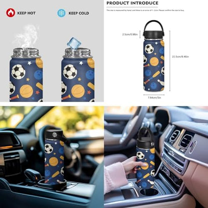 ZOUTAIRONG Bookbag for School Insulated Thermos for Hot & Cold Drinks, Baseball Bat Soccer Design Lightweight Cute Backpack with Side Pockets for Small Water Bottle - color: Baseball Bat Soccer