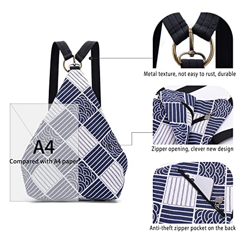 Black Butterfly Boho Small Backpack for Women, Casual Lightweight Daypack - color: Blue White