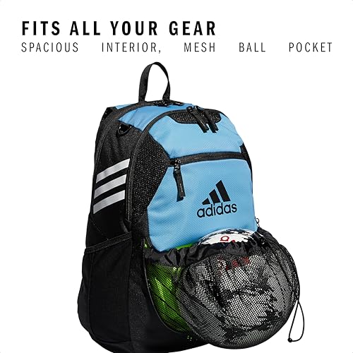 adidas Stadium 4 Soccer Backpack – Team Sports Bag with Ball Pocket, 36L - color: Light Blue/3.0