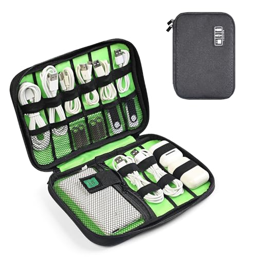 Luxtude Travel Cable Organizer Bag, Flat Cord Organizer Case, Travel Essentials for Wire/Cord/Charger/Cable Storage/Tech Accessories/Tech Gifts - color: Black, size: Small