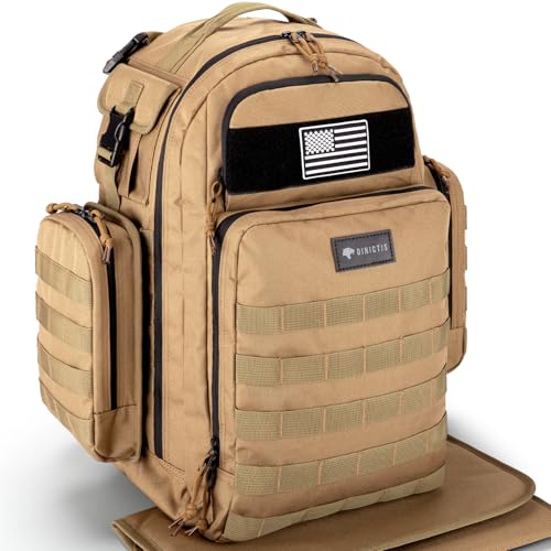 Dinictis Dad Diaper Bag, Mens Diaper Bag Backpack with Diaper Changing Mat, Military Diaper Backpack with Molle Webbing, Waterproof Pouch, Baby Wipes pocket, Insulated Bottle Pockets- Jungle Brown - color: Jungle Brown