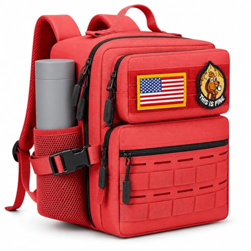 9L Mini Tactical Backpack for Men Women,Small Military Tactical Backpack for Sport,Gym,Hiking,Travel,Camping(Red) - color: Red