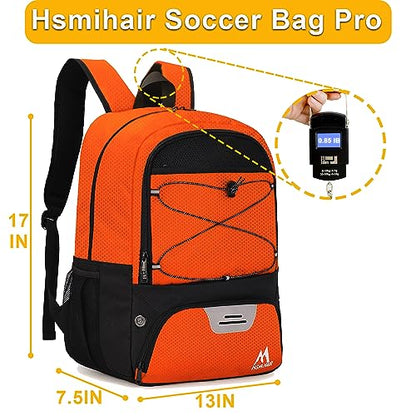 Hsmihair Soccer Bag-Soccer Backpack&Backpack for & Football Volleyball & Basketball,with Ball Compartment and Separate Cleat - color: Orange