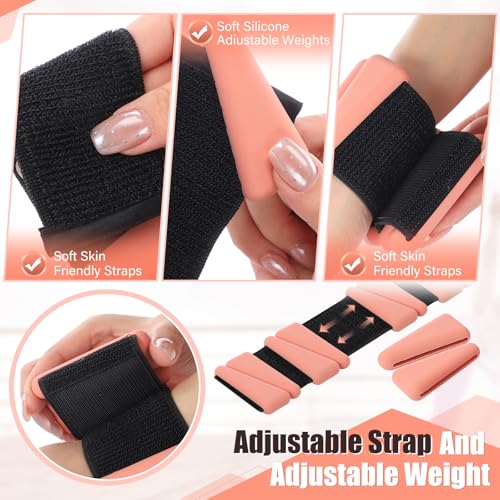 Vinsot Pilates 2Lbs Each(Set of 4) Wrist Ankle Weights for Women, Wearable Arm Leg, Adjustable Weighted Wristbands Arm Leg Weights Suitable for Walking Swimming Running Yoga Gym - color: Flesh color