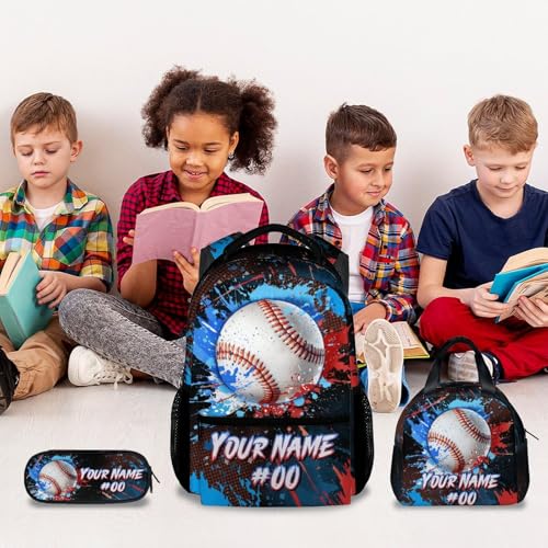 COZYAURA Backpack for Kids - Personalized Baseball Backpacks Set for School - Boys Bookbag with Lunch Box - Youth Back Pack for Elementary Middle School - color: Style-3