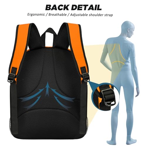 Goloni Soccer Bag, Basketball Bag with Ball Compartment & Shoe Compartment,Large Soccer Backpack for Basketball,Gym，Football - color: orange