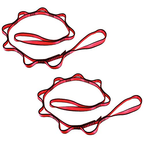 KIKIGOAL 2pcs Safety Daisy Chains Strong Climbing Strap Adjustable Nylon Strap Rope Yoga Pilates Stretching Straps - color: Red, size: 105cm x 1.5cm