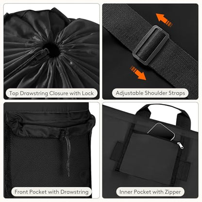 Lifewit Laundry Bag Backpack Travel, 90L, Black - color: Black, size: 90L