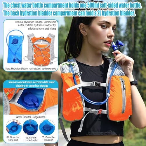 Travel Hiking Cycling Lightweight Backpack Adjustable shoulder straps, Running Hydration Vest for Outdoor Trail for Men Women-Orange