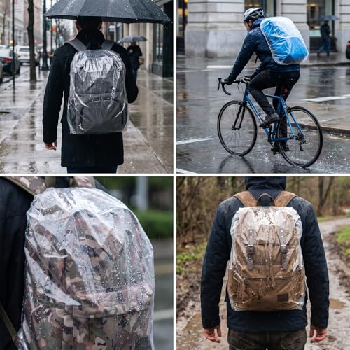 10 Pack Waterproof Backpack Rain Cover Disposable Lightweight Back Pack Covers Elastic Protector Bag Rain Cover for Backpacks Outdoor Hiking Cycling Camping Travel Emergency 15L-40L