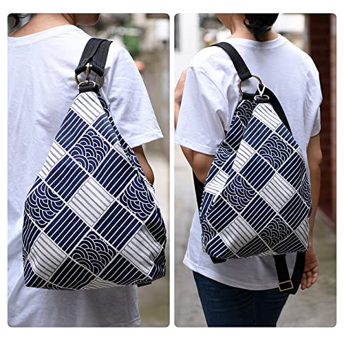 Black Butterfly Boho Small Backpack for Women, Casual Lightweight Daypack - color: Blue White