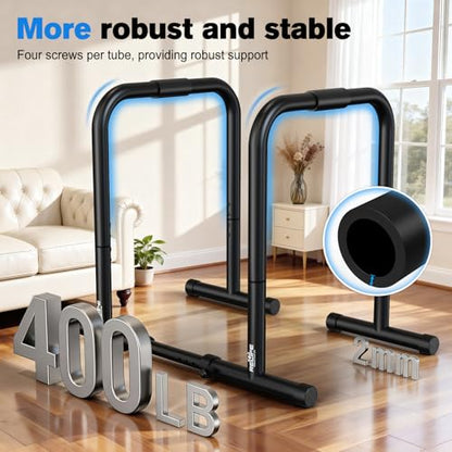 RELIFE REBUILD YOUR LIFE Dip Station Functional Heavy Duty Dip Stands Fitness Workout Dip bar Station Stabilizer Parallette Push Up Stand - color: Black
