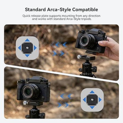 Camera Backpack Clip, Dual-Lock Arca Quick Release for Hands-Free Hiking, Metal Holster for DSLR & Mirrorless with Action Cam & Pocket 3 Mounts, 66lb Load, Fits 75mm Straps - color: Black