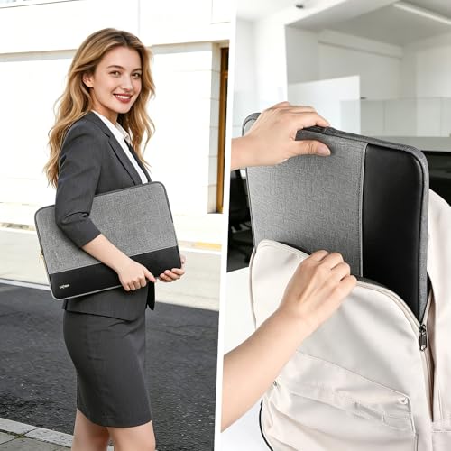 Laptop Case 15 inch, 15-16 inch Laptop Sleeve Compatible with MacBook Air 15 M4 A3241 M3 A3114 M2 A2941 2025-2023, Dell XPS 15, HP ASUS Lenovo Acer, Water-Resistant Computer Case Bag - color: Gray&Black Color Blocking, size: 15-16 inch