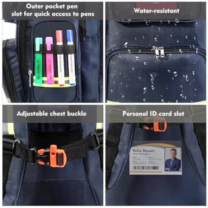 Gatycallaty First Aid Backpack Medical Emt First Responder Bag Empty Ems Emergency Home Health Hiking Trauma Travel Camping (Large, Navy) - color: Navy, size: Large