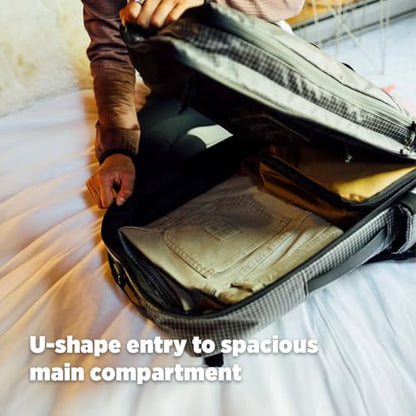Topo Designs Global Travel Bag 30-40 Liter - Carry-on Compliant Versatile Pack, 3 Carry Options, External Laptop Sleeve (Eco-Friendly, 30L, Apex Black) - color: Apex Black, size: 30L