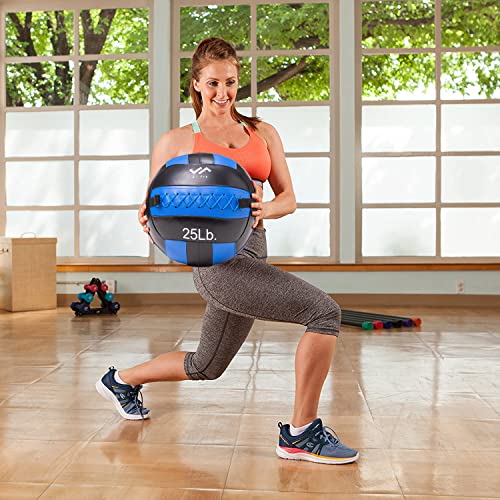 JFit Wall Ball – Premium Soft Weighted Exercise Ball for Strength, Conditioning, Gym & Home Workouts, 4-30 LB - color: Blue/Black, style: 6 LB