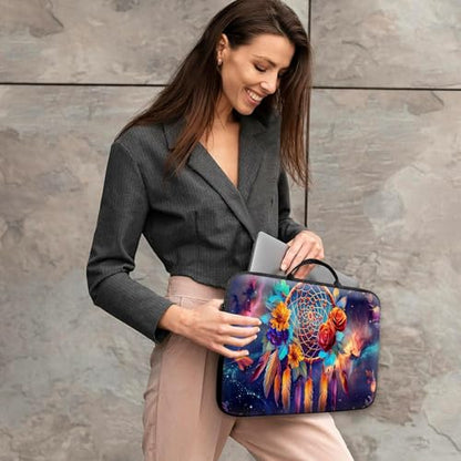 14 15 15.4 15.6 inch Laptop Handle Bag Computer Bag, Pouch Holder Notebook Sleeve Cover Soft Case Compatible for Dell,Lenovo,Toshiba HP, Asus Notebook-Glowing Dream Catcher - color: Glowing Dream Catcher