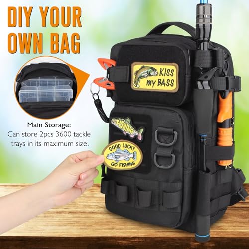 Dovesun Small Fishing Backpack Fishing Sling Bag with 3600 Tackle Box Small Tackle Backpack with Tool Set Black - color: B: Fishing Tackle Backpack With Tool Set(black)