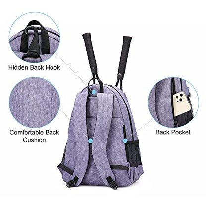 Sucipi Tennis Bag Professional Tennis Backpack for Men and Women Racket Bags Holds 2 Rackets with Ventilated Shoe Compartment - color: Purple