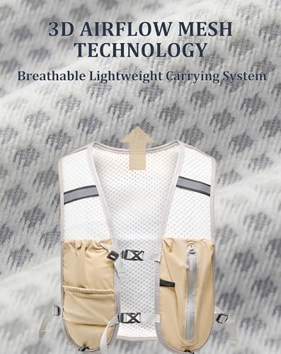 Small Lightweight Hiking Backpack, 3D Breathable Mesh Backpack with Water Bottle & Phone Pockets, Travel Daypack for Men Women, Cycling & City Tour - color: Khaki