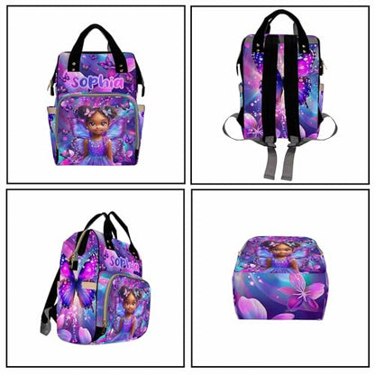 Custom Diaper Bag for Girls Personalized Diaper Bag Backpack &Insulated Water Bottle with Name Custom Monogram Baby Travel Bag Nursing Diaper Mommy Backpack with Adjustable Shoulder Straps Nappy Bag - color: Design 04