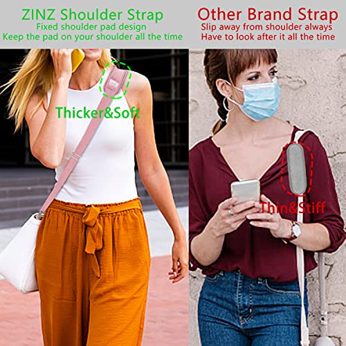 ZINZ 79 inch Shoulder Strap, Extra-thick Fixed Cushion Pad and Dual Clasps Universal Replacement Strap with Metal Swivel Hooks for Laptop Bags, Luggage Bags, Camera, Crossbody (200cm,Pink) - color: Pink