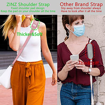 ZINZ 79 inch Shoulder Strap, Extra-thick Fixed Cushion Pad and Dual Clasps Universal Replacement Strap with Metal Swivel Hooks for Laptop Bags, Luggage Bags, Camera, Crossbody (200cm,Pink) - color: Pink
