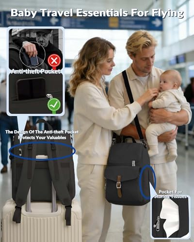 Diaper Bag Backpack, 15 Pockets Baby Bag, Girl Boy Travel Tote Bag with Insulated Pocket, Cute Diaper Bag Stroller Straps, Baby Shower & Registry Gift for Mom Dad Black - color: Black