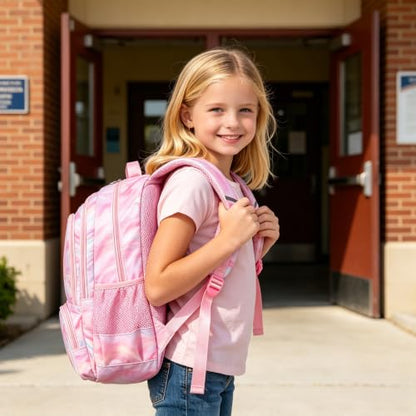 abshoo Marble Lightweight Girls Backpack For School Kids Elementary Kindergarten Bookbag School Bags (Marble Pink-A) - color: Marble Pink-a