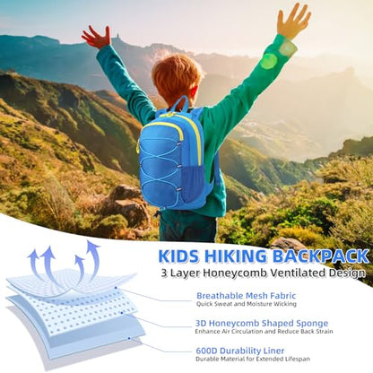 10L Kids Hiking Backpack, Small Waterproof Travel Daypack for Camping, Lightweight Pack for Boys or Girls Ages 4-12 (Blue) - color: Blue