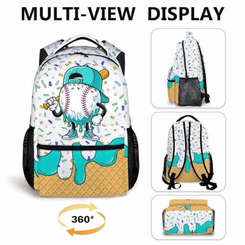 School Backpack Gift for Boys Girls Preschool Kindergarten Elementary, Baseball Drip Bookbag for Kids Toddlers Travel Picnic - color: Light Blue