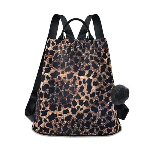 MNSRUU Women Backpack Purse Cheetah Glitter Backpack for Women Anti-theft Shoulder Bag Carry On Backpack Lightweight Rucksack Fashion Travel Ladies Bags - color: Cheetah I9737