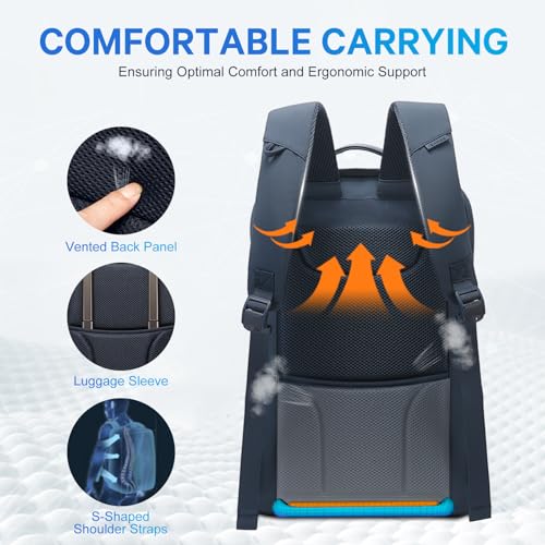BANGE Ergonomic Anti-Theft Laptop Backpack for Men & Women, 15.6 Inch Business Travel Backpack, Waterproof Lightweight Durable Rucksack for Office, Outdoor - color: Blue
