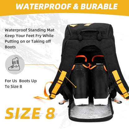Ski Boot Bag - 32L Ski & Snowboard Boot Travel Backpack for Boots, Helmet, Goggles & Snowsuits