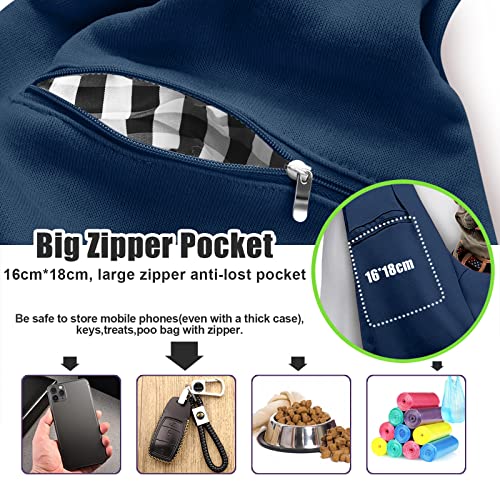 Tomkas Small Dog Sling Carrier - Zipper Pocket & Adjustable Strap - for 3-10 lbs Pets(Dark Blue) - color: Darkblue