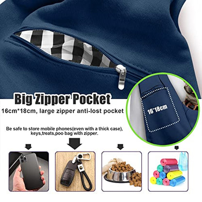 Tomkas Small Dog Sling Carrier - Zipper Pocket & Adjustable Strap - for 3-10 lbs Pets(Dark Blue) - color: Darkblue
