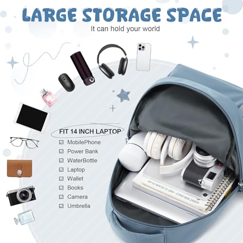 winspansy Small Backpack For School Girls Boys Aesthetic Lightweight Travel Daypack Simple Cute Backpack For Women Men College High School Bookbag Fit 14 Inch Laptop, Blue - color: A1-blue