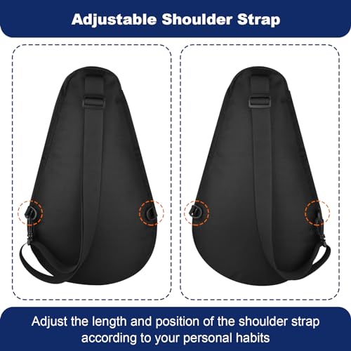 Cosmos Padel Racket Bag Pickleball Paddle Sling Backpack Padel Racquet Storage Bag, Padel (Paddel Tennis) Equipment Carrying Bag with Mesh Pocket for 2 Paddles Ball Water Bottle & Accessory - color: Black