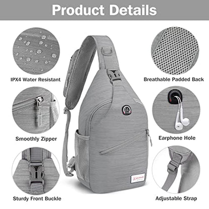 ZOMAKE Sling Bag,Small Crossbody Sling Backpack,Water Resistant Shoulder Daypack for Travel,Anti Thief Chest Bag for Hiking(Grey(Stripe)) - color: Grey(stripe)