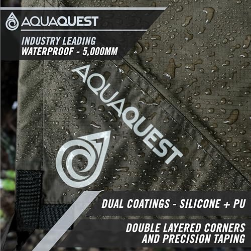 AquaQuest Guide Tarp – Ultralight Waterproof (5,000 mm) Seam-Taped 40D Ripstop Rain Fly for Backpacking, Stealth Camping & Thru-Hiking - color: Olive Drab, size: 10 x 10 ft