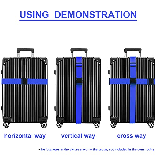 Luggage Straps for Suitcases TSA Approved Travel Belt 4 Pack by Chelmon (Blue) - color: Blue