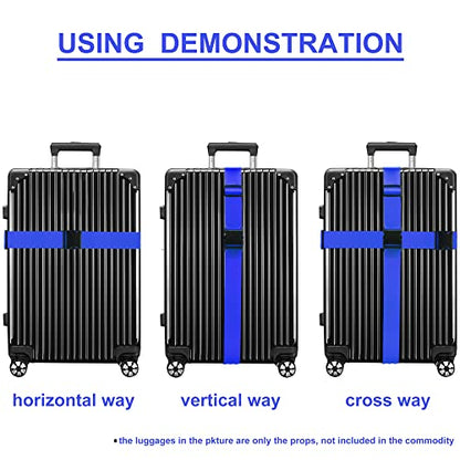 Luggage Straps for Suitcases TSA Approved Travel Belt 4 Pack by Chelmon (Blue) - color: Blue