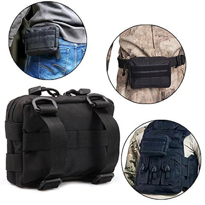 MOLLE Pouches - 2 Pack Tactical Compact Water-Resistant Utility Gadget Gear EDC Pouch - color: Black and Green