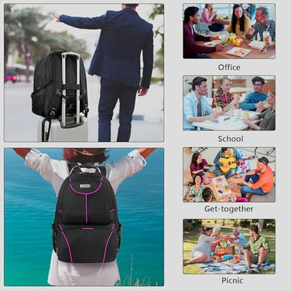 VECKUSON Laptop Backpack, 15.6 Inches, Purple, Unisex - color: Purple